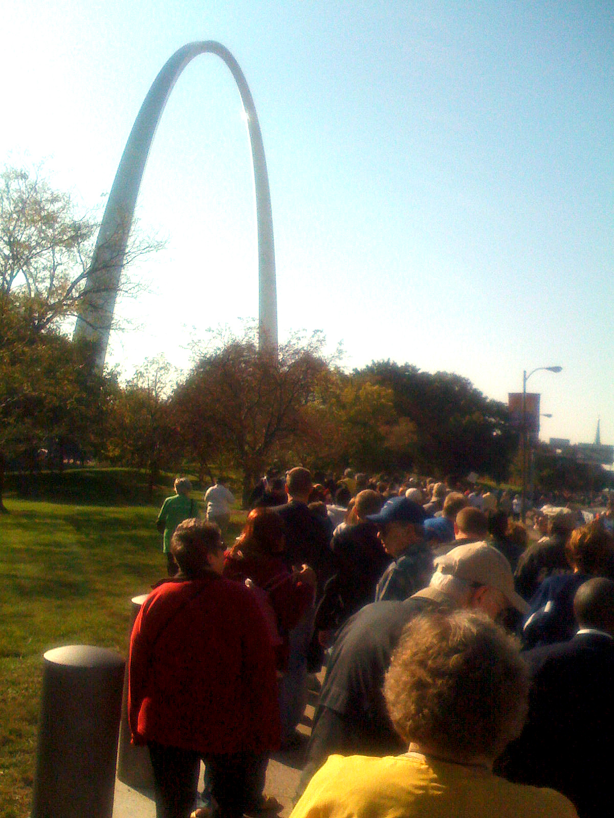 Standing in line to go into the Obama Rally