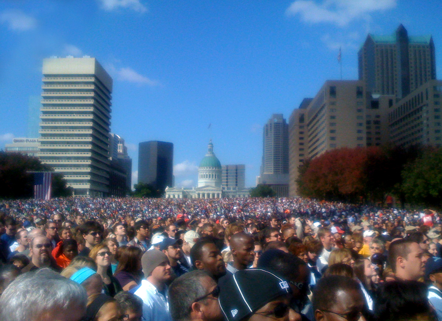 The massive crowd of over 100,000